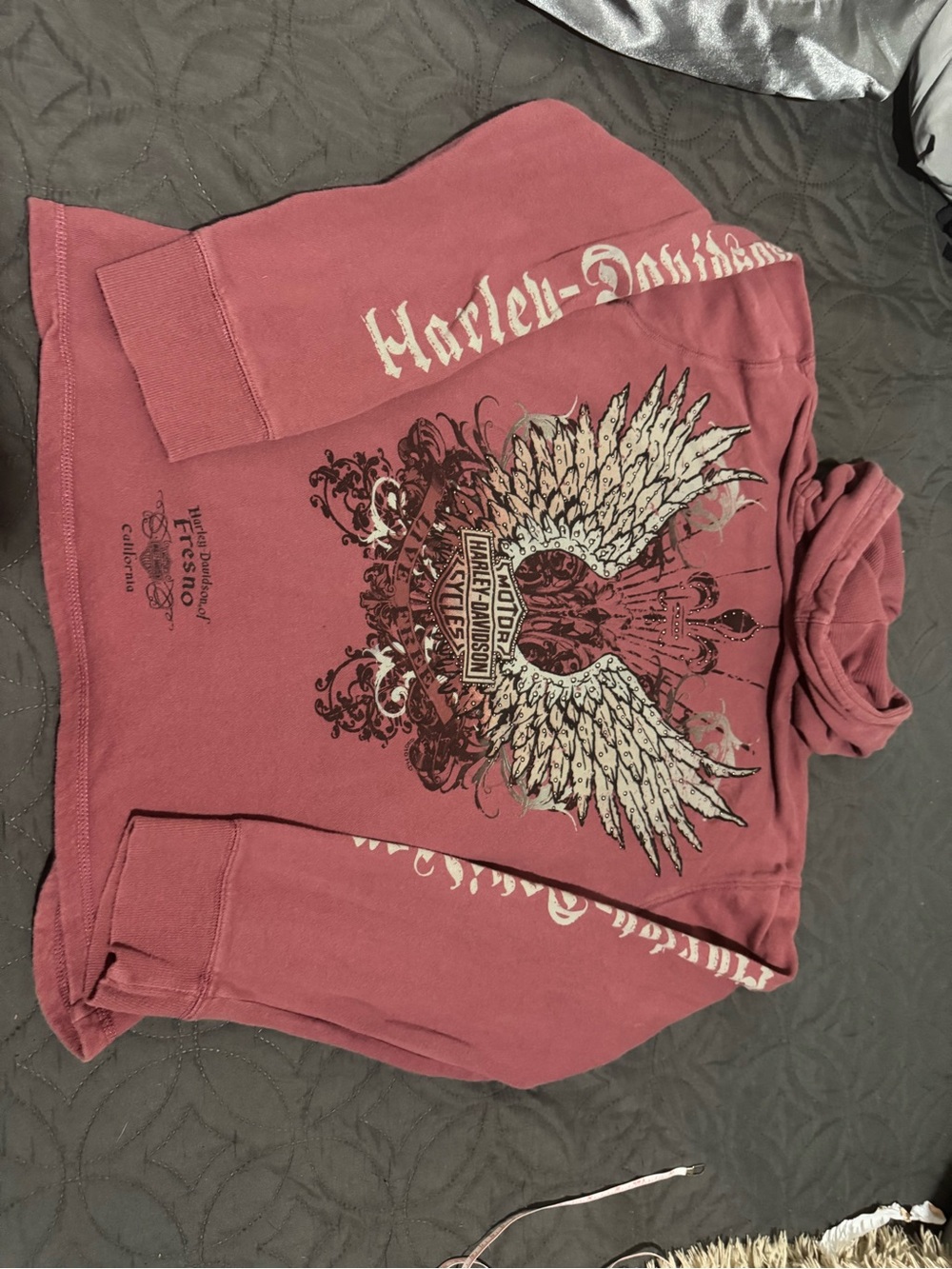 Women’s xl Harley-Davidson Dusty Rose Full-Zip Hoodie with Sleeve Logo - Picture 3 of 5